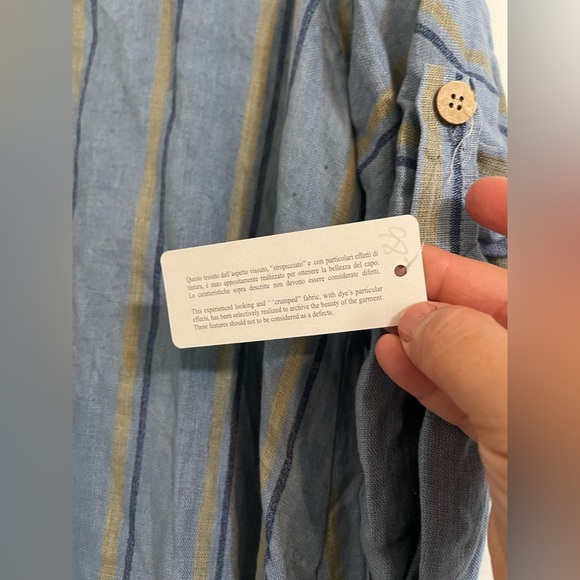 NWT Puro Lino striped linen shirt dress X Large - Picture 4 of 10